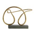 thumbnail image 1 of Sculpture Abstraite en Bretzel de Métal sur Base Rectangulaire, Or, 1 of 1
