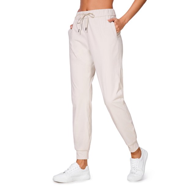 Pantalones Joggers CRZ YOGA 28" con Bolsillos Elásticos Blanco Lechoso M