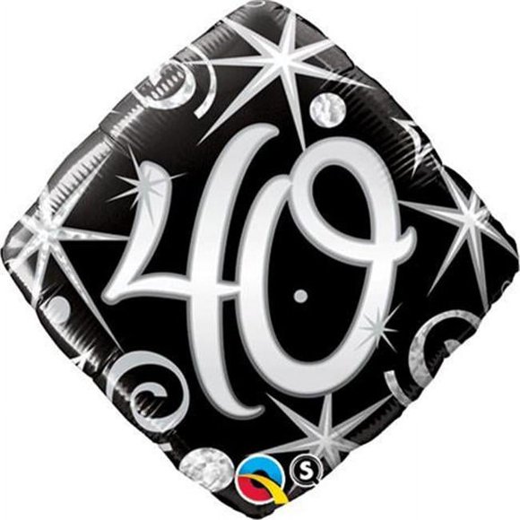 18 in. '40' Elegant Sparkles & Swirls Diamond Foil Balloon