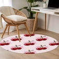 thumbnail image 5 of Summer Cherry Round Area Rugs 3 ft, Watercolor Fruit Modern Farmhouse Pink Background Washable Small Area Rug with Non-Slip Sturdy Edge Binding Round Front Door Mat Floor Carpet for Entryway, 5 of 9