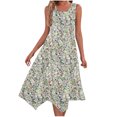 thumbnail image 1 of Vestido de Verano para Mujeres sin Mangas Cuello Redondo Impreso Vestido Casual de Bolsillo con Doblado Irregular, Vestido de Poliéster Ligero para la Primavera Y el Verano de Uso Diario, Vacaciones, 1 of 1