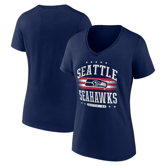 Women's College Navy Seattle Seahawks Americana Team V-Neck T-Shirt