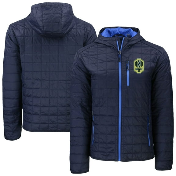 Men's Cutter & Buck Navy Nashville SC Rainier PrimaLoft- Eco Full-Zip Hoodie Jacket