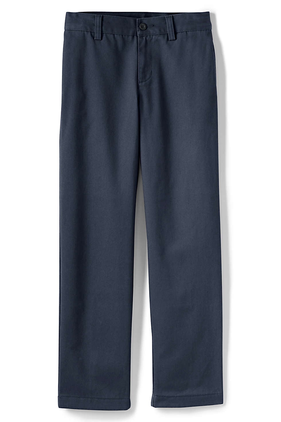Khaki 31" Inseam Lands End Uniform Boys Size 20 Cotton Plain Front Chino Pant 