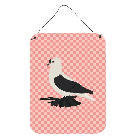 Caroline's Treasures BB7946DS1216 Saxon Fairy Swallow Pigeon Pink Check Wall or Door Hanging Prints, 12x16, multicolor