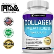 Multi Collagen Peptides Pills 1500 Mg - Type I, II, III, V, X  Natural Formula Better Skin & Hair, Strong Joint, Hydrolyzed Protein