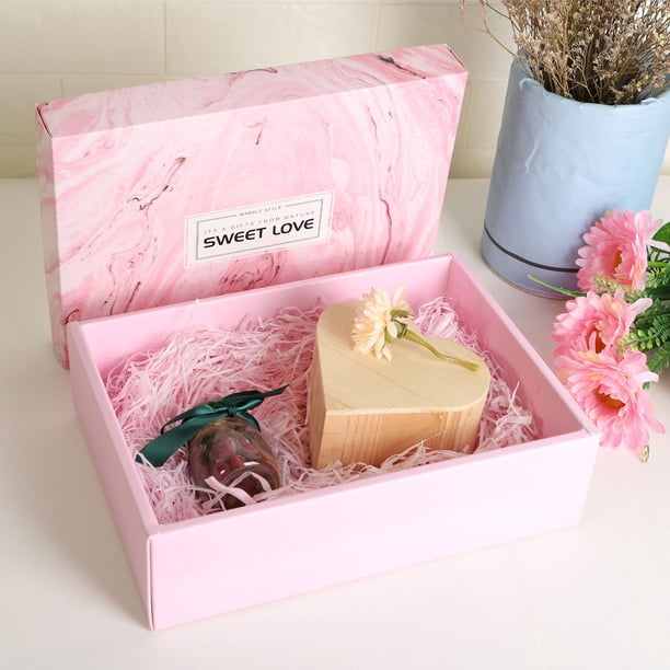 Rosa, Caja de Papel con Cinta, Caja de Regalo con Lazo Caja de Regalo magnética Caja de Regalo de Lujo Premium con Cinta Caja Decorativa Caja de presentación Rectangular para Regalo