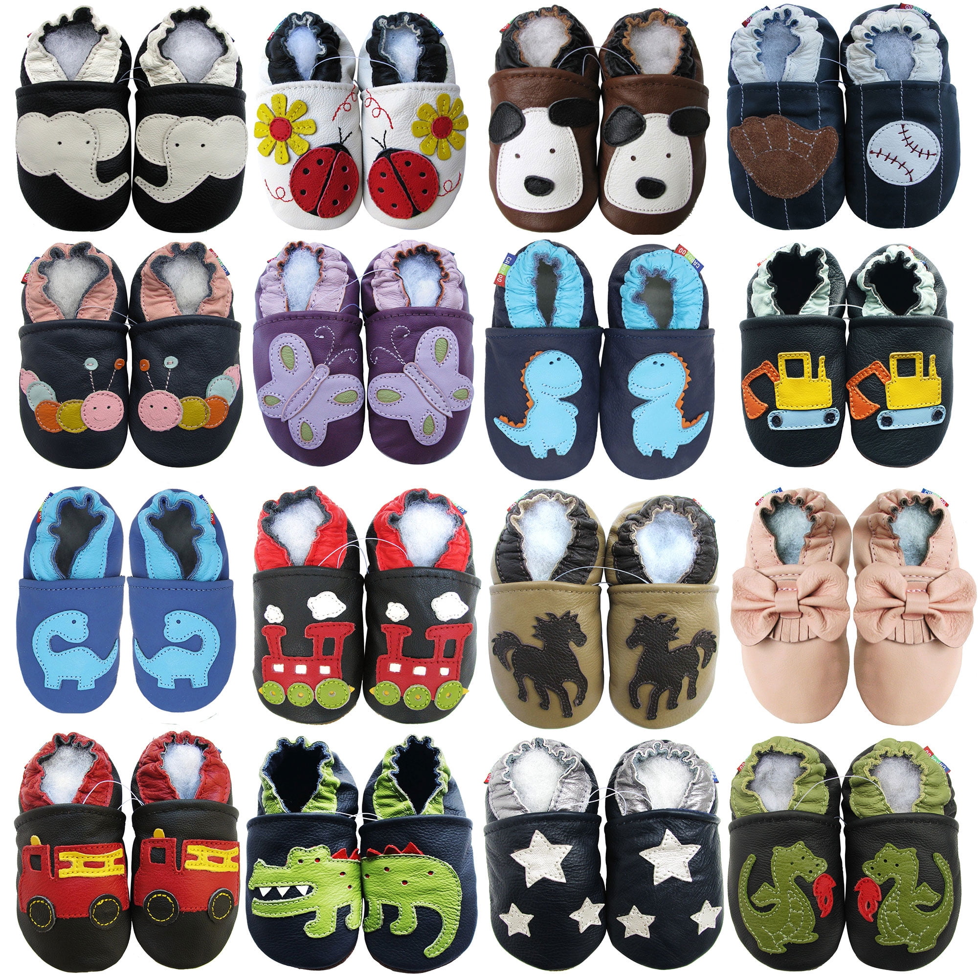 Carozoo Dinosaur Butterfly Soft Sole Leather Baby Kid Boy Girl Shoes ...