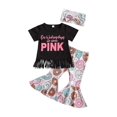 thumbnail image 1 of Franhais Kids Baby Tassel T-shirt Tops Flared Pant Bell Bottom Headband 3PCS Girls Clothing Set, 1 of 6