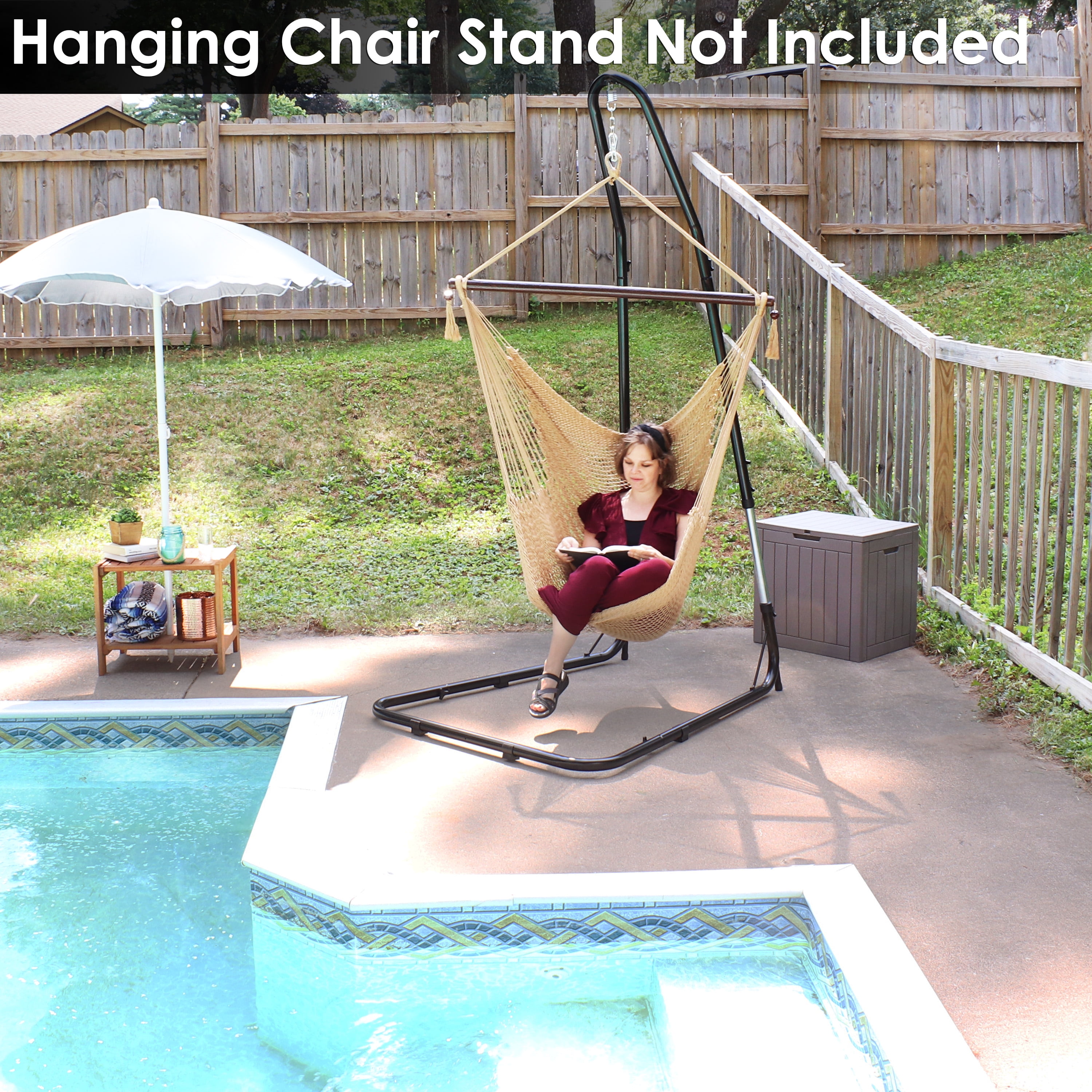 Sunnydaze Caribbean Style Extra Large Hanging Rope Hammock Chair