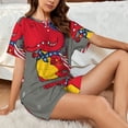 thumbnail image 4 of "Wukai Dinosaur Super Hero Cartoon Women's Pajama Set - Short-Sleeve Top and Shorts with Elastic Waistband and Pockets for Loungewear, Yoga, and Casual Wear-XX-Large, 4 of 8
