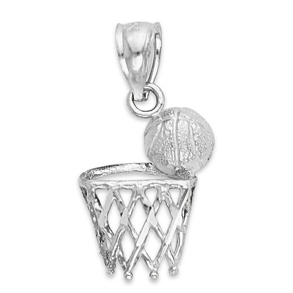 925 Sterling Silver Basketball Hoop Pendant - Athletic Jewelry Gifts for Him - Golden Fire