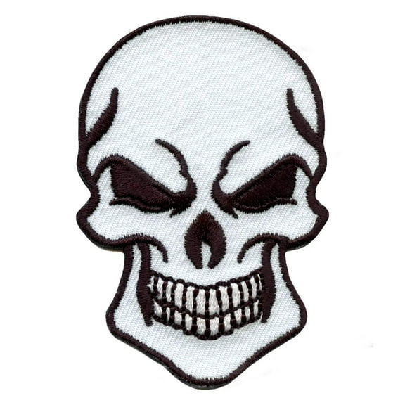 Angry Skull Embroidered Iron On Patch