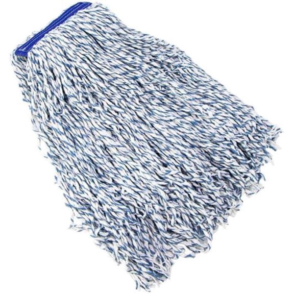 Kleen Handler Cut End Finish Mop Head Replacement Refill, 1-Pack, 1.25" Universal Headband, White/Blue