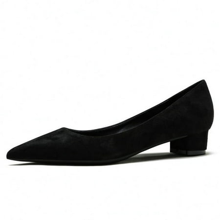 YCNYCHCHY Women Kid Suede Leather Thick High Heels New Casual Office Pumps Classic Black Pink Blue Pumps For Ladies Shoes Big Size