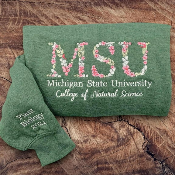 Custom College Embroidered Sweatshirt, College University High School, Graduation Gift For Friend, Floral Letter, Unisex Sweatshirt LINHKHA