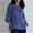 Blue, variant on Women's Summer Fashion Cropped Sleeves Round Neck Cotton Line Loose Shirt Blouse