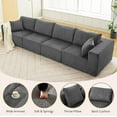 thumbnail image 5 of OUTGOODS Modular Cloud Sectional 137", 4-Seater Corduroy Sofa w/Sleeper, Gray, 5 of 7