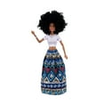 thumbnail image 2 of 12.6" Black Doll Set with Movable Joints, Posable Black Dolls with Traditional Style Outfit, Curly Hair Vinyl Dolls for Birthday Party Christmas Gifts, Home Doll Display, 2 of 7