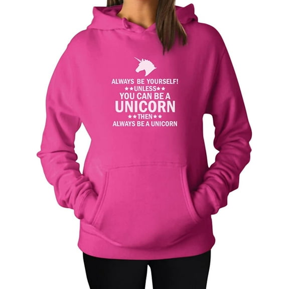 TeeStars Women's - Be Yourself Unless You Can Be A Unicorn Hoodie XX-Large Pink