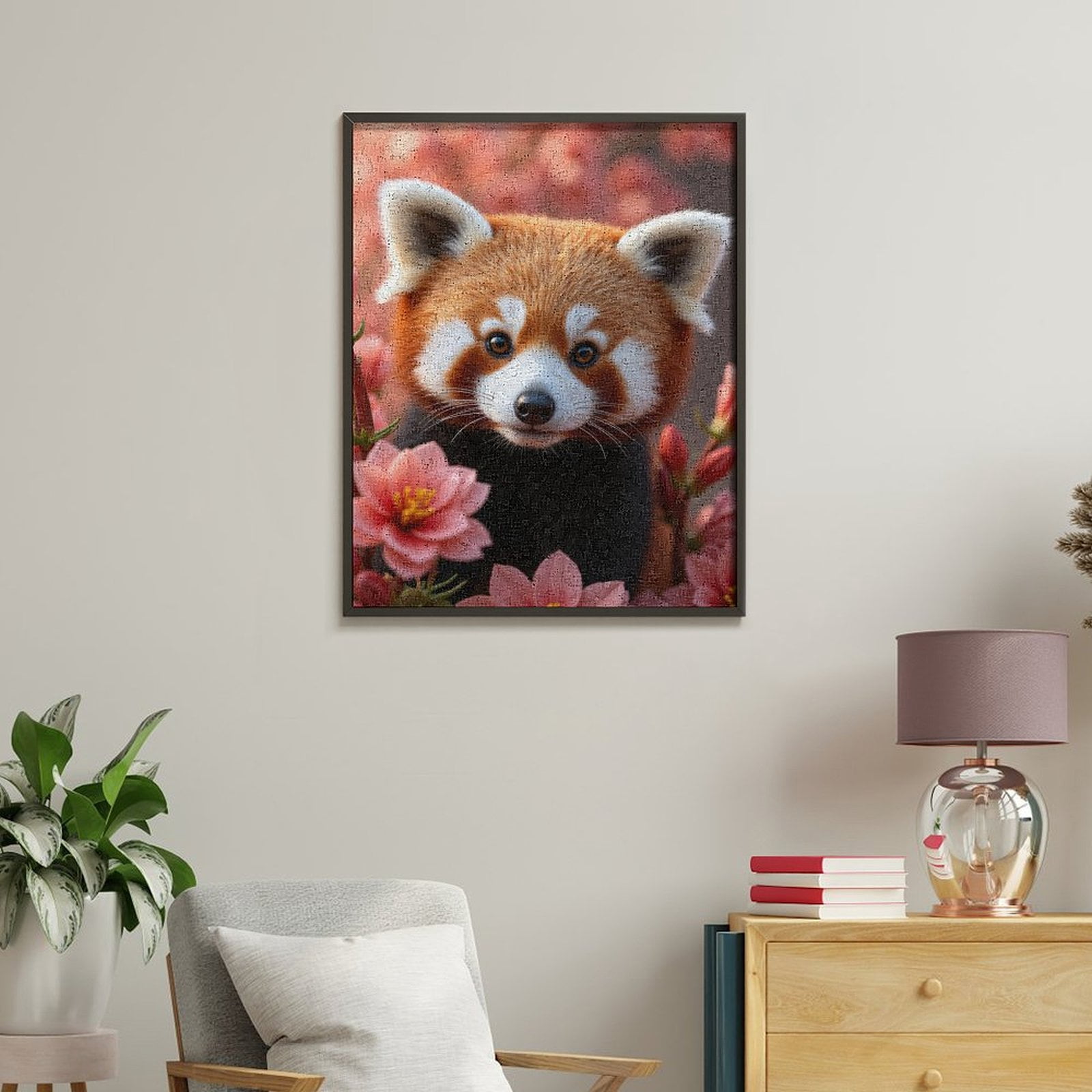 Paint by Numbers Kit for Adults, Red Panda Among Blossoms Paint by Numbers, Easy Paint by Numbers Kit for Adults Beginner, DIY Adult Paint by Number Kits on Canvas, 12x16in Home Decor