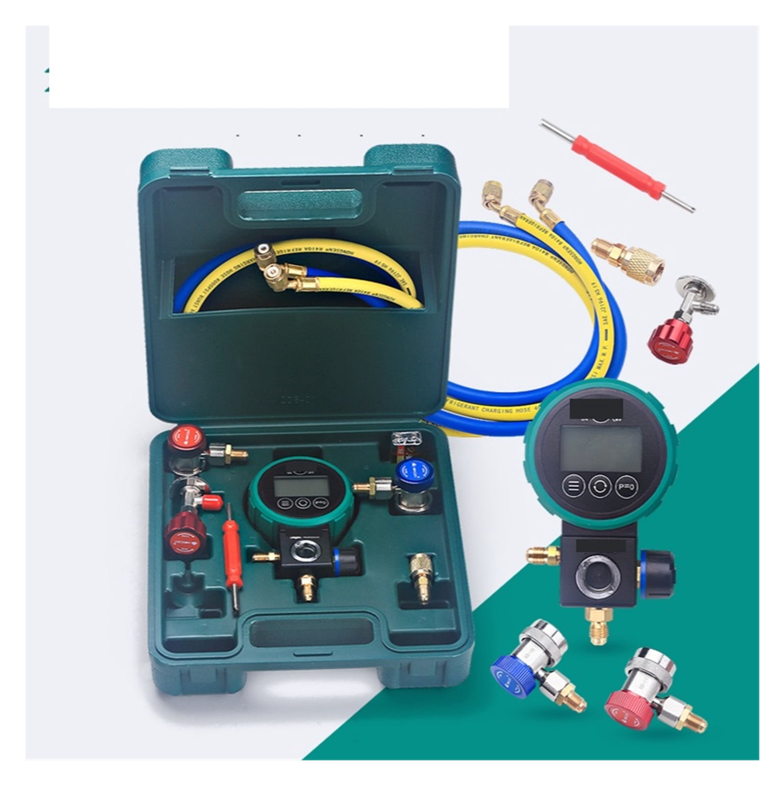 Refrigerant Pressure Gauge Manifold Digital Refrigeration Tester Vacuum Meter HVAC Tester Freon Pressure R134A R410 R22