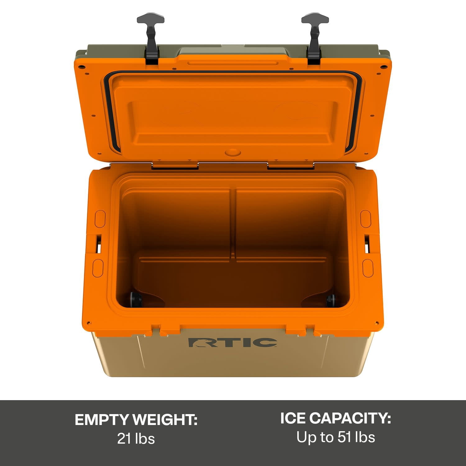 RTIC Ultra-Light 52 Qt Hard-Sided Ice Chest Cooler, Fits 76 Cans, Trailblazer