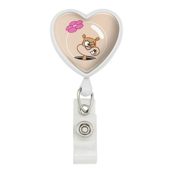 SpongeBob Sandy Wink Face Heart Lanyard Retractable Reel Badge ID Card Holder