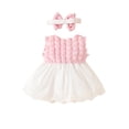 thumbnail image 4 of vdgthytj Newborn Baby Girl Dress Toddler Summer Outfits Cute Bow Sleeveless Lace A-Line Sundress with Headband, 4 of 6