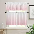 thumbnail image 2 of Pink White Ombre Kitchen Curtains and Valances Set, Rod Pocket Curtains Tier Farmhouse Window Curtains 36 Inch Length, Modern Abstract Stripes Minimalism 3 Piece Kitchen Curtains Set, 2 of 6