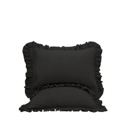 The Great American Store Premium Collections 2PC Ruffle Pillowshams (Euro 22 x 22, Grey) 1800 Series Microfiber Wrinkle & Stain Resistant