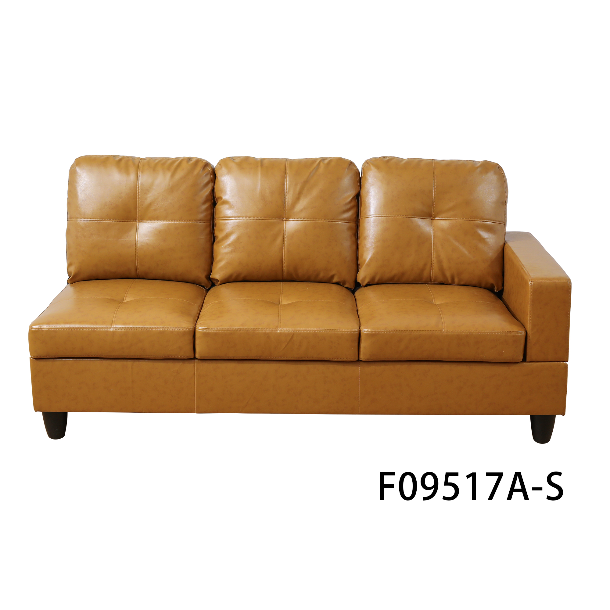 Hommoo 4-Seat Semi Semi PU Synthetic Leather Sectional Sofa Sets, L Shaped Sectional Couches and Sofas, Modern Living Room Furniture Sets, 17.5'' Back Height, Turmeric(No Ottoman)