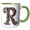 Green/White, variant on 3drose, Pretty Image of Ruby Jeweled Monogram Letter R, 11oz Two-tone Red Mug