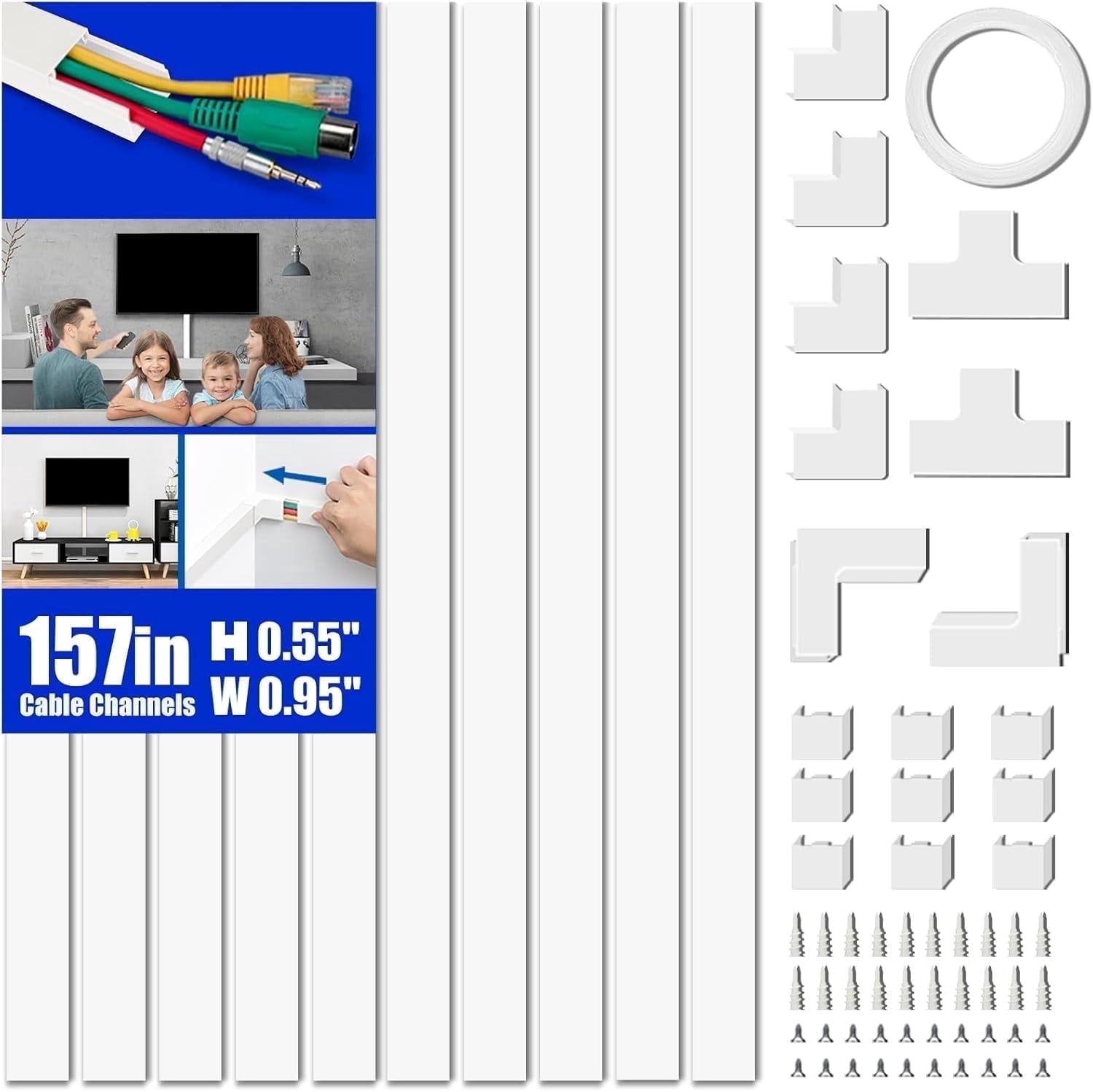 Delamu 157 Inch Cable Cord Cover White photo 1