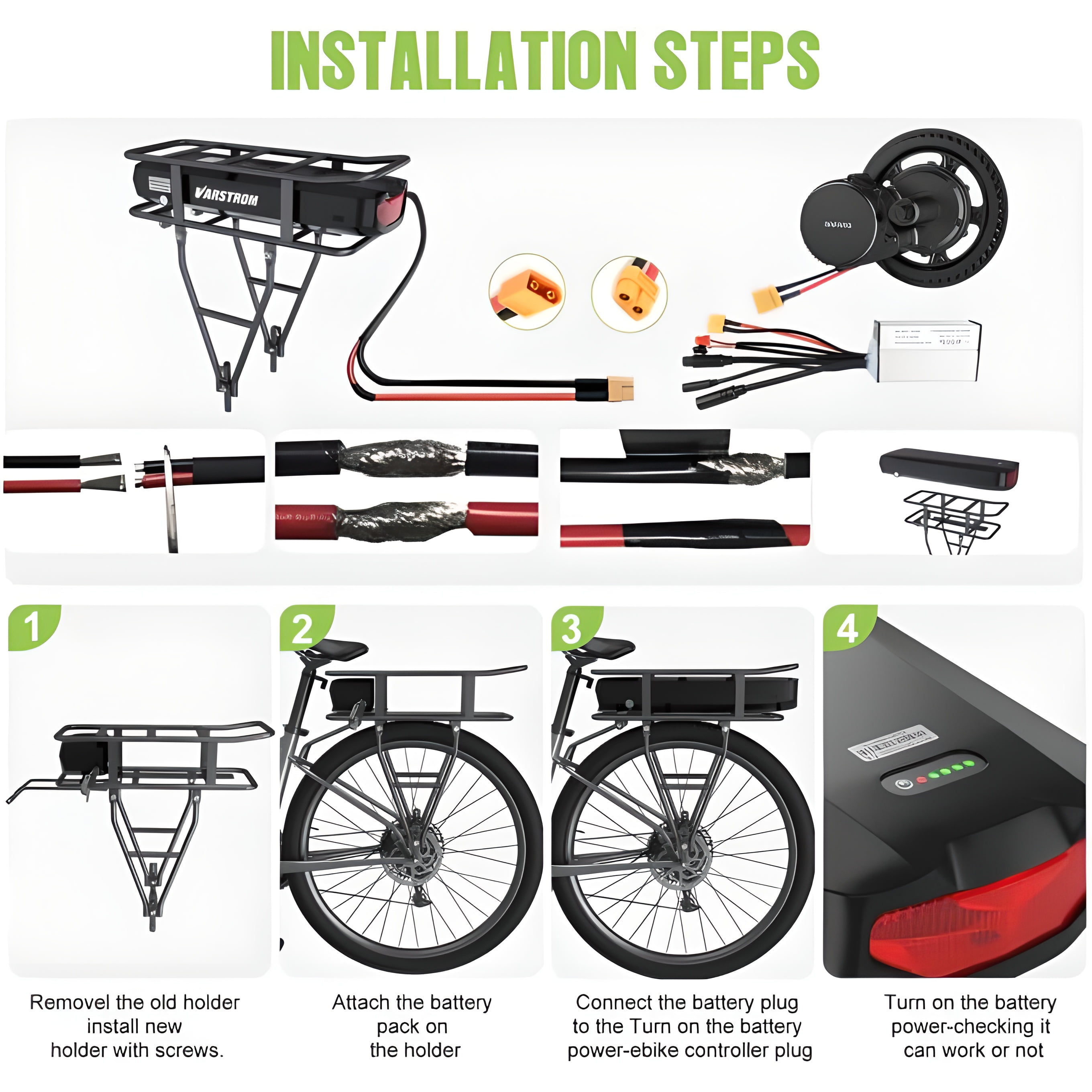 48V 18.2Ah Electric Bicycle Battery With Rear Rack Luggage
