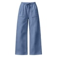 thumbnail image 3 of Barrel Sweatpants for Women Loose Fit Drawstring Elastic High Waist Wide Leg Jogger Pants with Pockets (3XL, Blue), 3 of 8