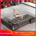 thumbnail image 2 of L Shaped Office Desk Organizer Standing Computer Storage Wooden Writing Desk Table Drawers Mesa De Escritorio Office Supplies My Lux Decor Round, 2 of 12