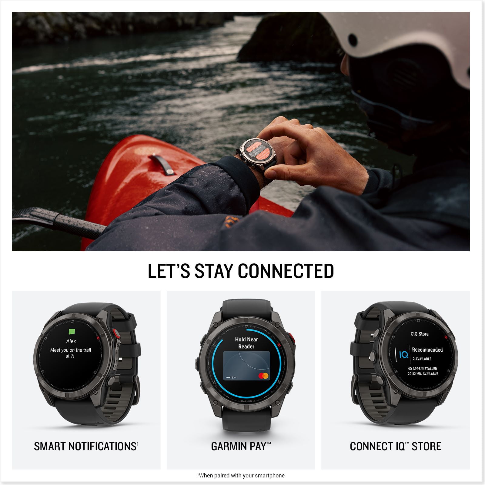 Garmin fēnix 8 Pro, 51mm, AMOLED Display, Premium Connected Multisport GPS Smartwatch, inReach® Technology, Sapphire, Carbon Gray DLC Titanium with Black/Pebble Gray Silicone Band