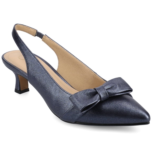 Journee Womens Paloma Sling Back Pointed Toe Kitten Heel Pumps