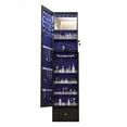 thumbnail image 6 of 360° Rotating Standing Jewelry Cabinet with Full Length Mirror Lockable Black MDF Jewelry Armoire Organizer with Interior Lighted Mirror Storage Drawers, 6 of 10