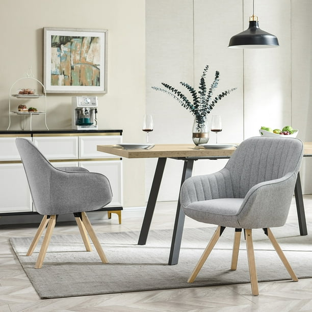 Kithkasa Swivel Desk Task Chair No Wheels, Solid Back Fabric Wood