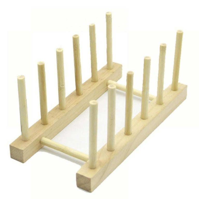 PRAETER Bamboo Wooden Dish Rack Plates Holder Kitchen Storage