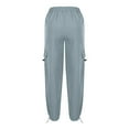 thumbnail image 5 of Sevevn Fashion Women Pocket Drawstring Elastic Waistband Pants Solid Loose Long Full Cargo Pants Length Pants End of Year Clearance Sky Blue L, 5 of 6