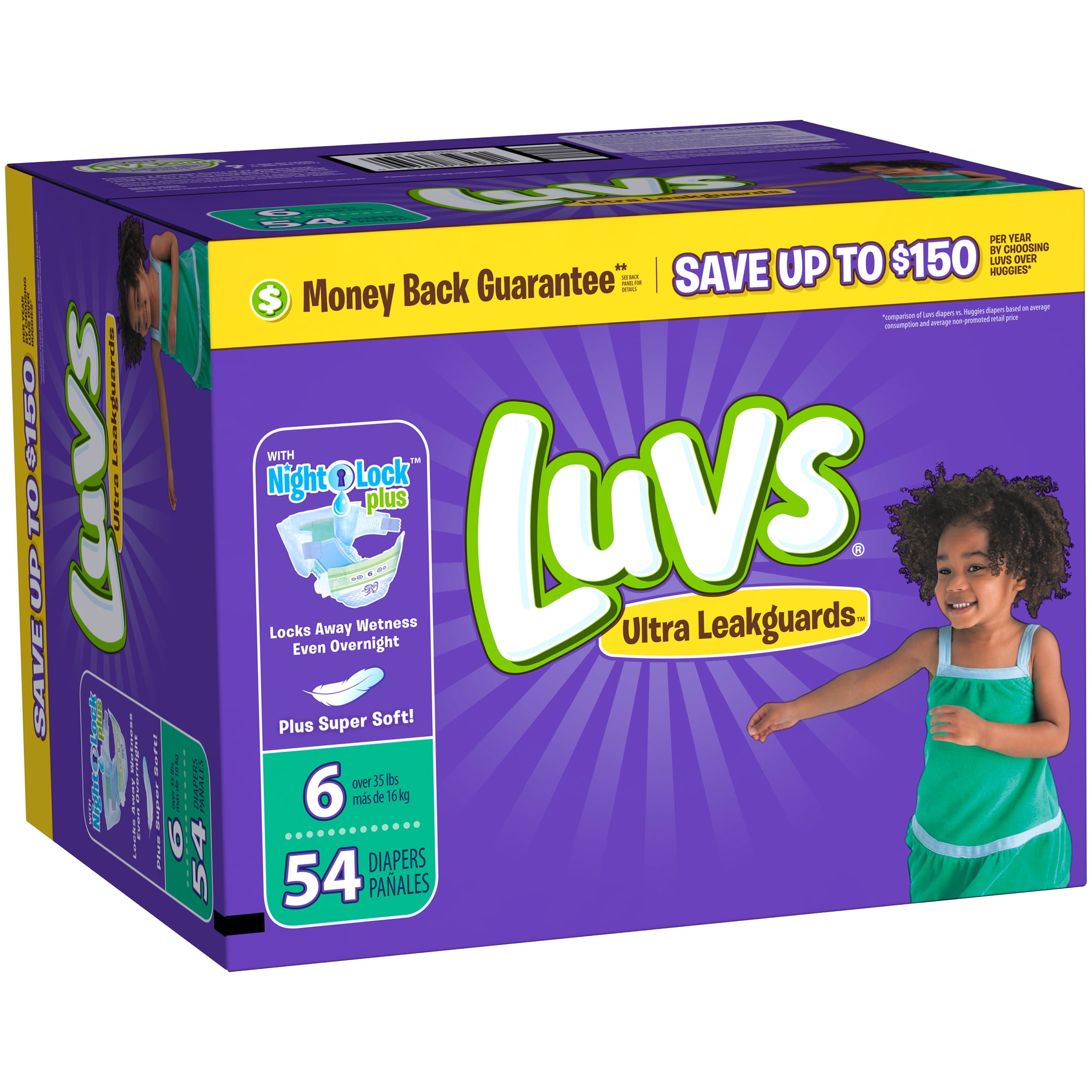 Pack of 4 Luvs Ultra Leakguards Diapers with Night Lock Size 3 34 ea 