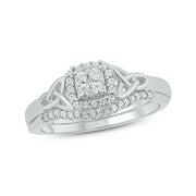 Cali Trove 925 Sterling Silver 1/4 Carat Round White Diamond Celtic Design Bridal Composite Ring