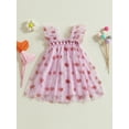 thumbnail image 4 of Toddler Baby Kids Girls Valentines Day Dress 6 12 18 24 Months 2T 3T 4T Casual Summer Heart/Letter/Bow Print Mesh Tulle Dress for Beach Party Cute Clothes, 4 of 9