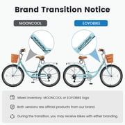 Lilypelle 24/26inch Beach Cruiser Bicycle for Women, 7 Speed Step Through Adult Commute Bike with Basket & Rack,White