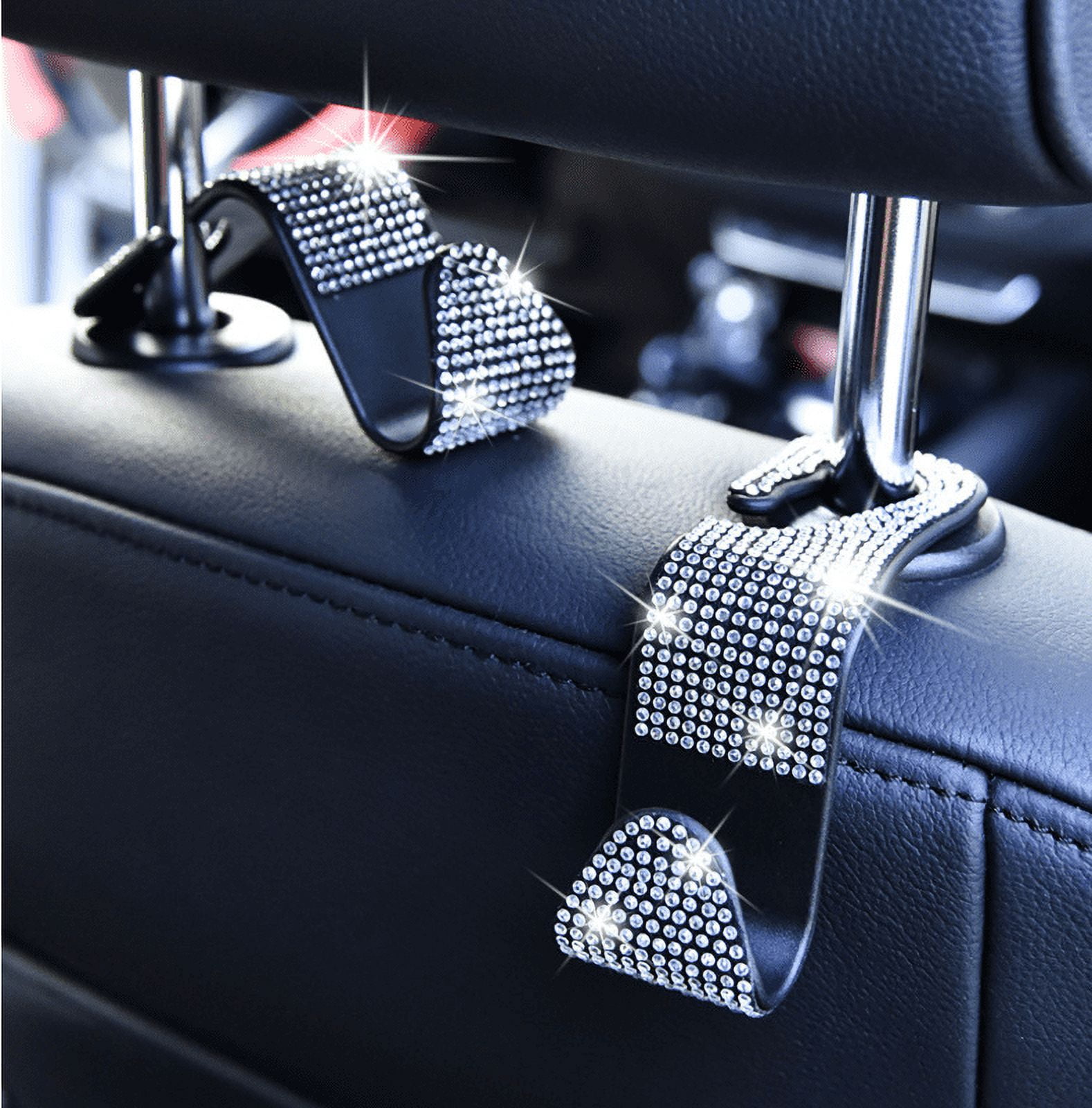 Bling Car Hooks, 2pcs Bling Car Hangers Organizer Seat Headrest Hooks, Auto  Hooks with Bling Diamonds, Metal Car Bag Hooks Purse Hook for Car Auto