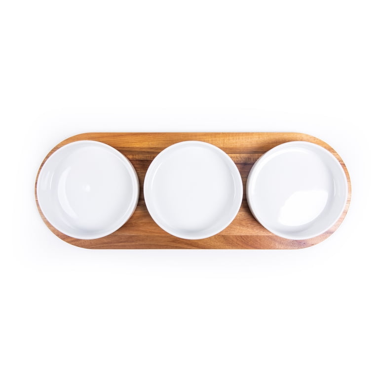 Better Homes & Gardens Acacia Wood Tray with Stoneware Bowls photo 4