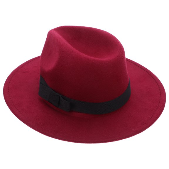 OUNONA Dark Red Wide Brim Jazz Hat Soft Breathable Unisex for Special Occasions